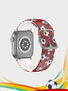 1 dây đeo đồng hồ silicon màu đỏ họa tiết bóng đá, tương thích với Apple Watch 38mm 40mm 41mm 42mm 45mm 49mm (S10/S11 42mm) (S10/S11 46mm), họa tiết bóng đá World Cup, dây đeo đồng hồ thể thao chống nước, có thể thay thế, thoải mái, tương thích với Series 11 Ultra3 Ultra 2 SE3 S11 S10 SE2 9 8 7 SE 6 5 4 3 2 1, dây đeo đồng hồ thông minh thời trang, phụ kiện đồng hồ unisex. - Nhiều màu - Xem 2