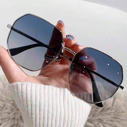 1 Cặp kính thời trang gọng kim loại unisex, kiểu dáng retro cao cấp dành cho nam và nữ, gọng kính lớn đa năng, tôn dáng.