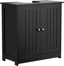 Pedestal Sink Storage Cabinet, 24" Black Under Sink Bathroom Storage Cabinet With 2 And Adjustable Shelf, Traditional Bathroom Space Saver Organizer For Small Spaces, Water-Resistant - Black - View 2
