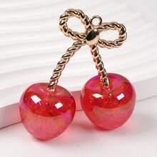 2pcs Crackle Cherry Shaped Acrylic Beads, Double Bead Style Loose Beads With Hole, For DIY Jewelry Making - Multicolor - View 11