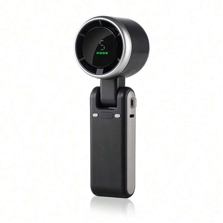 The Southeast Asian Explosive N607 High-Speed Turbocharged Portable Fan Features A Foldable Fan With A Mini Digital Pendant. - 深黑色 - 查看 1