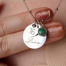 1 pièce Collier personnalisé gravé sur mesure, collier en acier inoxydable, collier pour femme, bijoux pour femme, personnalisable avec âge, nom, pierre de naissance, bijoux pour anniversaire, cadeau personnalisé pour elle, collier avec nom personnalisé, cadeau personnalisé pour fille, cadeau pour la fête des mères, cadeau personnalisé sur mesure - Multicolore - Voir 7