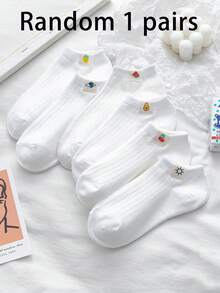 6 đôi tất cổ ngắn họa tiết trái cây - trắng - Xem 21