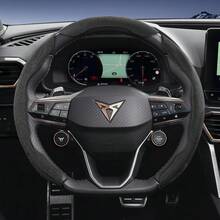 Hocasen Bọc vô lăng Kupra Alcantara Suede, thiết kế thể thao mới, phân đoạn, chống trượt, lắp đặt nhanh, siêu mỏng, phù hợp với Formentor/Leon/Leon Sportstourer/Born/Ateca/Tavascan/Terramar, màu đen, nâu, nâu mocha, cam, đỏ, xanh lá cây. - Bọc vô lăng thể thao bằng da lộn phân đoạn - Xem 18
