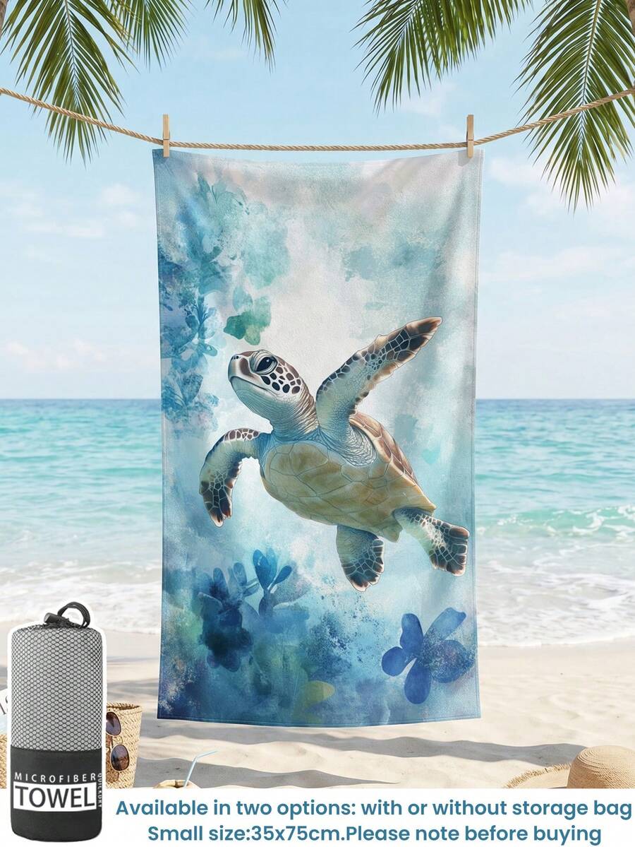 1件印花沙灘巾，游泳巾，浴巾，時尚沙灘巾，超吸水浴巾，適用於浴室、游泳、健身、瑜伽，柔軟舒適的超細纖維材質，輕便易攜，度假浴室裝飾
