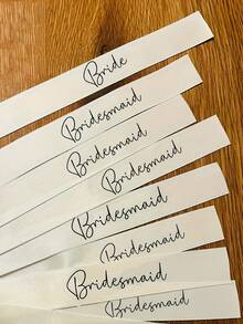 5/1pc White Ribbon Decorations For Wine Glasses, "Bride" "Bridesmaid" Text Decor For Wedding Party Glasses, Wedding Candle Decor, Wedding Atmosphere Decor, Bride & Bridesmaid Wrist Ribbons, Elegant Wedding Wine Bottle Decor Ribbons, DIY Wedding Decorations, Suitable For Wedding Party, Bride & Bridesmaid Wrist Ribbons, Holiday Decor, Wedding Wine Glass & Bottle Decor, Bride & Bridesmaid Decor Ribbons - Type B - View 4