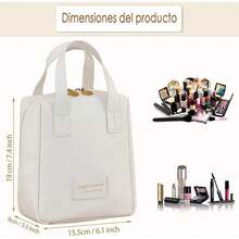 GeorgeX Bolsa de Maquillaje de Viaje para Mujer, Estuches de Viaje para Maquillaje, Bolsa de Cosméticos con Compartimentos (Ba-Negro) - Negro - Ver 8