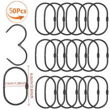10 piezas/30 piezas/50 piezas Ganchos y anillos decorativos para cortina de ducha a prueba de óxido en forma oval, anillos metálicos para cortina de baño, anillos giratorios, negro/dorado/plateado - Multicolor - Ver 17