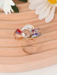 1 chiếc nhẫn hoa pha lê và ngọc trai giả cao cấp, có thể điều chỉnh kích thước, phù hợp cho nữ giới đeo hàng ngày, dự tiệc, sinh nhật, kỷ niệm. - nhẫn - Xem 2