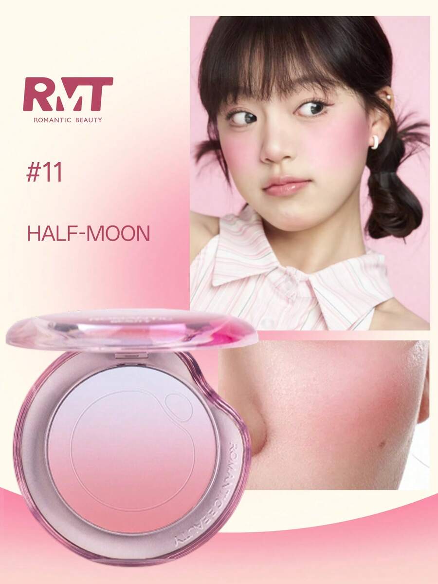 Romantic Beauty: RMT Gradient Blush, Long-Lasting Makeup, Natural Highlighter Contouring Blush, Matte Finish, Suitable For Various Festivals, Daily Use, Mother's Day Gift, Valentine's Day Gift, Gift For Sisters - Peach Blossoms In November - View 1
