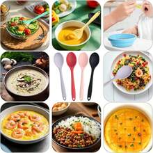 4pcs/Set Heat Resistant Silicone Kitchen Utensil Set, Including 8-Inch (20.5cm) Silicone Spoon, Mixing Spoon, Soup Ladle, Rice Paddle, Adult Cookware For Cooking, Mixing, Baking, Serving And Boiling - Multicolor - View 5