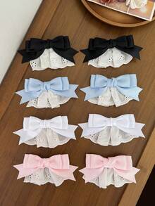 1个女士甜美蕾丝蝴蝶结发夹，可爱蝴蝶洛丽塔头饰，百搭，适合日常通勤、婚礼、音乐节、节日派对、生日、购物、旅行、摄影等各种场合，是送给闺蜜的绝佳礼物，发夹，配饰，夏季必备 - 彩色 - 查看 14