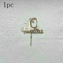 1pc/3pcs/5pcs Gold Minimalist Number 18 21 30 40 50 60 Happy Birthday Acrylic Cake Topper, Suitable For Wedding Anniversary, Birthday Party Cake Decoration - Gold - View 16