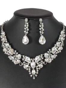 Bộ trang sức cưới kiểu Âu và Mỹ gồm vương miện, bông tai và dây chuyền, bộ trang sức vương miện pha lê sang trọng phù hợp với váy cưới. - Nhiều màu - Xem 11