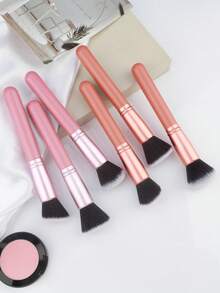 3pcs/6pcs Pink Foundation Brushes, Flat Head, Round Head, Angled Head, For BB Cream, Foundation, Contouring, Makeup Tools - Multicolor - View 7