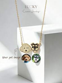 Personalized Pet Portrait Bracelet, Pet Memorial Bracelet, Customized Pet Photo Jewelry, Pet Loss Memorial Bracelet, Cat And Dog Bracelet, Gift For Her, Minimalist Everyday Style Customization, Includes Gift Box, Suitable For Valentine's Day, Birthday, Mother's Day And Everyday Gifts - Pet Portrait Necklace - View 4