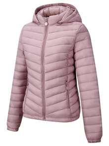 Risissida Women's Autumn Minimalist Hooded Cape Jacket - No Zipper Design, Practical Pockets Winter - Baby Pink - View 4