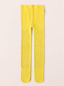 1pc Girls' Rhinestone Embellished Solid Color Tights, Suitable For All Seasons - Multicolor - View 36