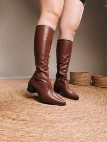 ZATURE STORES Women's Over The Knee High Boots Comfortable Texan Fashion Blogger Riding Boots - Rust Brown - View 3