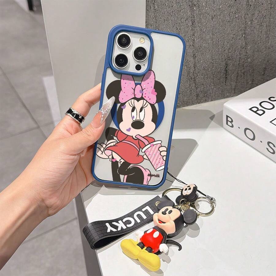 This Disney Mickey Mouse Pattern Lanyard Phone Case Features A Strong Magnetic Closure And Full Coverage Of Acrylic And TPU Material. It's Shockproof, Lightweight, And Suitable For IPhone17/16/11/13/15/15 Plus/15 Pro/15 Pro Max/12/14 Pro Max/11 Pro Max/12 Pro/12 Pro Max/13. It's A Popular Birthday Gift, Business Gift, Durable, Stain-Resistant, And Fingerprint-Resistant New Phone Case For Men And Women. It Also Includes A Mickey Mouse Phone Case And Mickey Mouse Doll Bracelet. Compatible With SamsungGalaxy S20, S21, S22, S23, And S24 Series. It's The Perfect Gift For Friends And Family. This Stylish Phone Case Is Fun, Lightweight, And Durable. IPhone17 Pro Max Phone Case, Minnie Phone Case. - 藍色 - 查看 1
