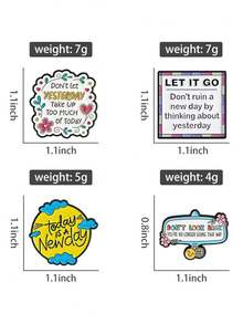 Inspirational Cartoon English Brooch, "Today Is A Brand New Day" Positive Energy Metal Badge, Student Backpack Canvas Bag Decor Pin, Niche INS Style Accessory, Healing Gift For Girlfriends And Friends - Multicolor - View 4