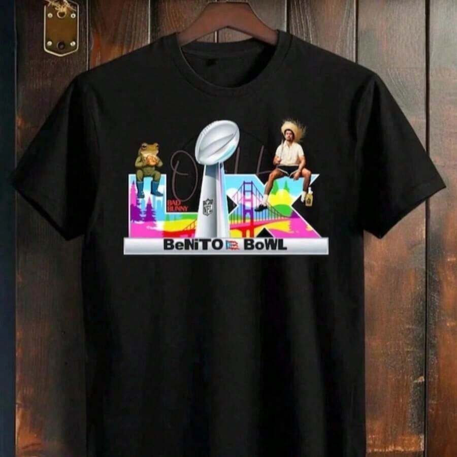 Summer Clothes Men Graphic TeesDebi Tirar Mas Bad Rabbit Hip-Hop Rap Star Print Casual Round Short Sleeve Unisex Graphic T-Shirty2k Clothes Men Streetwear - 黑色1 - 查看 1