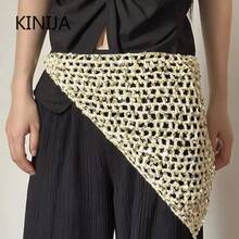 Pañuelo Triangular de Punto Calado con Lentejuelas Estilo Ins para Mujer, Ideal para Viajes de Verano, Fotos, Versátil, Casual, Estilo Y2K, Gorro, Diadema - 1 - Ver 4