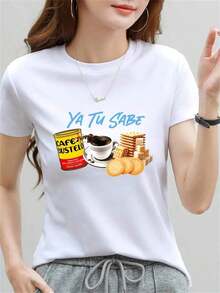 Camiseta de Mujer 100% Algodón Ya Tu Sabe, Camiseta de Algodón Grueso de 220g para Mujer (1 Pieza), Top Holgado, Casual y Versátil, Camiseta Y2k - Blanco - Ver 9