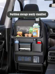 Durable Faux Leather Car Seat Back Storage Box - Multifunctional Durable Storage Box With Laptop Compartment, Cup Holder, Etc., Suitable For SUV And Sedan, Ideal Gift For Drivers, Essential Car Storage Organizer - A - View 11
