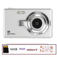 Cámara digital de 2.4": 50MP, zoom digital 16X, cámara digital compacta, regalo de Navidad, incluye 2 pegatinas (plata) - Q12 plata + pegatina *2 - Ver 15