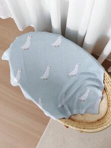 All Season Baby Knitted Blanket, Cute Duck Design, Children Stroller Blanket, Newborn Supplies, Air Conditioning Quilt, Baby Blanket - Light Blue - View 2