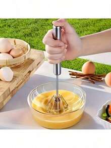 Semi-Automatic Egg Beater, Stainless Steel Hand Press Whisk Suitable For Whipping Eggs, Cream And Baking - Multicolor - View 9