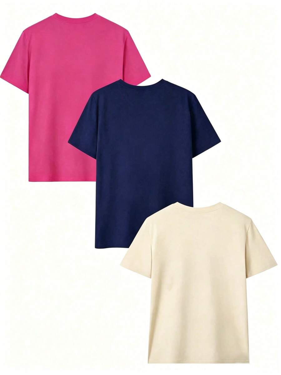3pcs/Set Young Girls' Casual Cute Capybara Printed Short Sleeve Round Neck T-Shirts, Suitable For Summer Wear - Multicolor - View 1