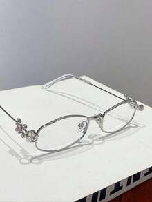 1pc Women's Diamond Embellished Y2K Metal Eyeglasses Frame, Non-Prescription Decorative Glasses, Lightweight & Comfortable, Suitable For Daily Wear, Party, Gifts - 彩色 - 查看 7
