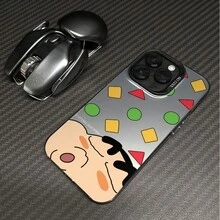 Crayon Shin-Chan Geometric Print In-Mold Decoration Phone Case For IPhone 17/17 Pro/17 Pro Max/17 Air/16/15/14/13/12/11/X Series Iphone 17 Pro Max Case Iphone 17 Pro Case Iphone 17 Case Scratch-Resistant Fade-Proof The Girlfriend - Black - View 9