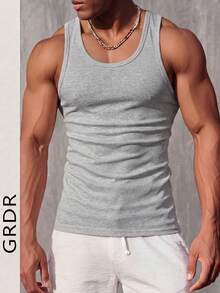 Áo tank top không tay nam GRDR màu trơn thời trang tối giản phong cách thường ngày - Màu Xám nhạt - Xem 2