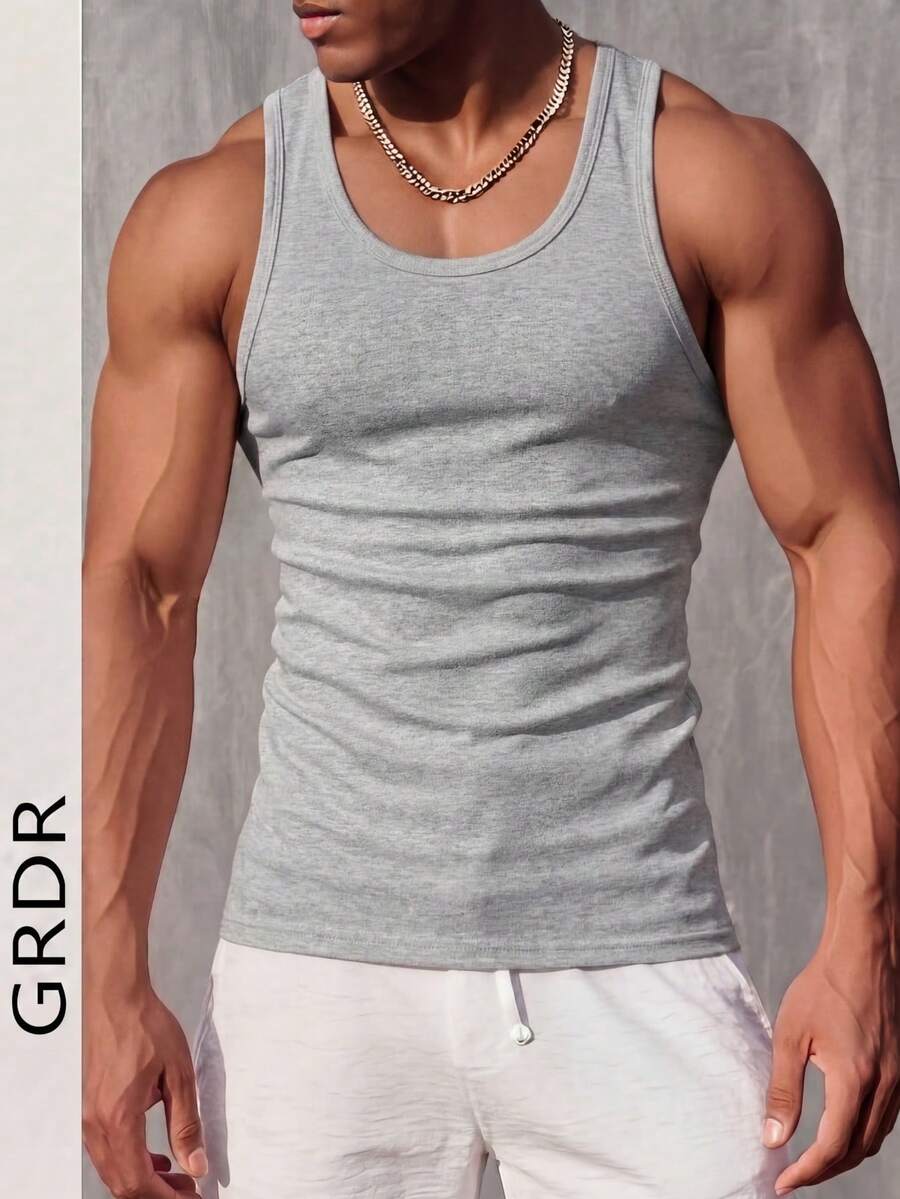 Áo tank top không tay nam GRDR màu trơn thời trang tối giản phong cách thường ngày