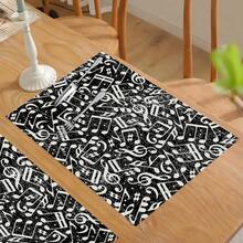 1 buah/4 buah/6 buah Alas Meja Linen Motif Not Musik, Cocok untuk Meja Makan, Dekorasi Sepanjang Musim, Alas Meja Modern yang Dapat Dicuci, Dekorasi Rumah, Tatakan Gelas, Alas Makan Dapur, Dekorasi Pesta Dalam dan Luar Ruangan, Hadiah Ideal - MultiWarna - View 9