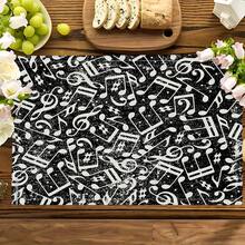 1 buah/4 buah/6 buah Alas Meja Linen Motif Not Musik, Cocok untuk Meja Makan, Dekorasi Sepanjang Musim, Alas Meja Modern yang Dapat Dicuci, Dekorasi Rumah, Tatakan Gelas, Alas Makan Dapur, Dekorasi Pesta Dalam dan Luar Ruangan, Hadiah Ideal - MultiWarna - View 3