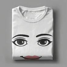 High Quality Novelty Robloxs Woman Face Game Meme Graphic T Shirts Men Women Fashion Short Sleeve T-Shirts Unisex Tops - Y1010-白色 - 查看 3