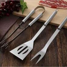 Stainless Steel BBQ Tool Set, Outdoor Camping Picnic Cooking Utensils Combo - Silver - View 5