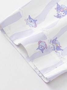 Balabala Bộ đồ ngủ Sanrio cho bé gái tuổi teen, kiểu dáng ngọt ngào, viền ren, in hình hoạt hình, thích hợp mặc ở nhà, thoáng mát, mềm mại và thoải mái. - Tông màu tím - Xem 6