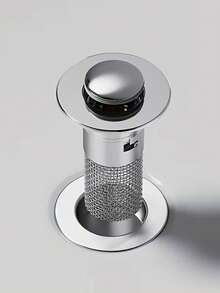 1/2pcs Stainless Steel Pop-Up Sink Drain With Filter, Anti-Clogging & Odor-Proof; Universal Press-Down Drain Stopper Suitable For Bathroom Sink - A - View 4