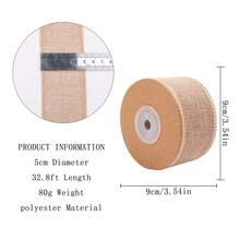 1 Roll Natural Beige Linen-Look Polyester Ribbon | Rustic Faux Linen Ribbon Roll, Wide Decorative Ribbon For Gifts, Crafts, Floral Arrangements, Weddings, Christmas, Holiday Decor - 6cm*10m - View 2