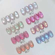 MISS MIANEL 10ml/Pc 2026 New High Density Glass Bead Glitter Gel Nail Polish, Shiny Cat Eye Effect, UV Nail Care Products, Summer Nail Colors Include White, Pink, Blue, Cute Designs - Multicolor - View 1