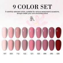 LIMEGIRL 9-Color Nude Gel Nail Polish Set With Base Coat And Top Coat, Removable UV/LED Gel Nail Polish Set With Nail Art Tools, Long-Lasting DIY Nail Art Beginner Set - Multicolor - View 3
