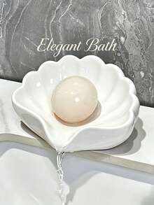 2pcs Nordic Style Shell Shaped Soap Dish, Multifunctional Makeup & Jewelry Storage Tray, White Desktop Decor, Bathroom Accessories, Non-Slip Soap Holder, Vanity Countertop Organizer, Minimalist Home Goods, Bathroom Essentials - Promotional Price - View 4