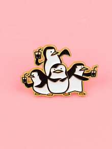 可爱企鹅珐琅胸针 电影主题胸针 松树翻领别针 徽章 背包配饰 动物饰品 朋友礼物 - 黑與白 - 查看 5