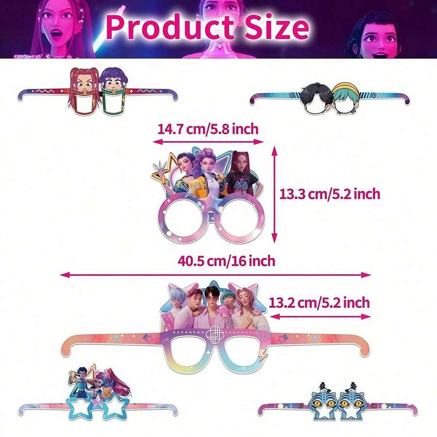 6pcs Multi-Functional Witch Hunter Anime Square Glasses, Ideal Birthday, Fan Gathering, And All-Season Holiday Gift - Multicolor - View 1