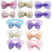 10pcs/Set Cute Pet Bow Hair Clips And Collar Set, Soft Color Tone Bows With Alligator Clips And Adjustable Collars, Suitable For Yorkshire Terriers, Teddy Bears And Small Pets - Multicolor - View 7